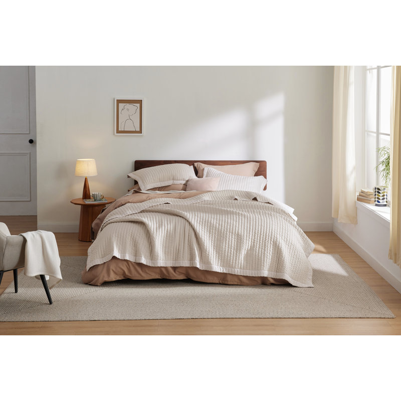 Bedspread Coverlet Lightweight Soft Quilt Bedding Set, Twin Quilt + 1 Standard Pillow Sham, Linen Corduroy