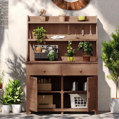 Poste de travail 65 po en bois de sapin avec table de rangement, tablette et tiroir | Idée de cadeau