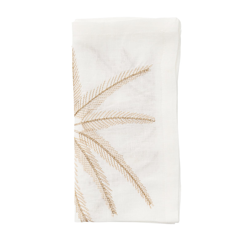 Palm Coast Linen Napkin, White/Natural