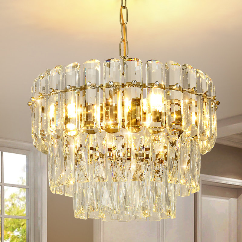 Chandelier with Crystal Accents, 4, 24 cm H x 40 cm W x 24 cm D