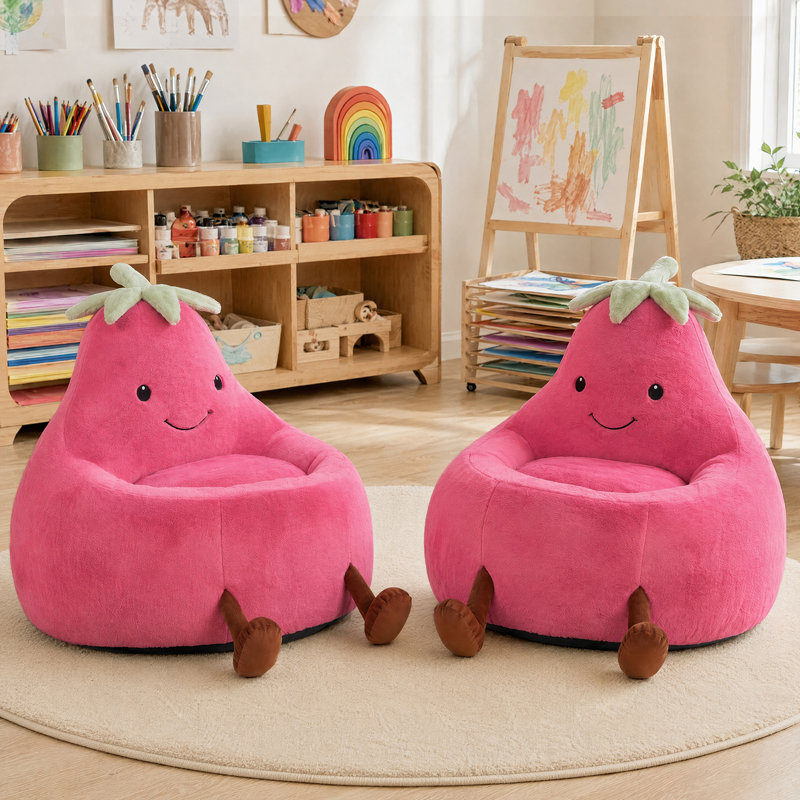 Fauteuil à billes avec aubergine Kannon, 27.56" H x 31.1" W x 30.31" D, Rose