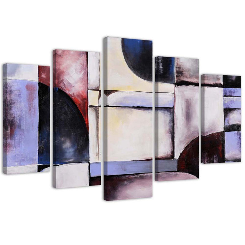 Violet Abstraction - 5 Piece Wrapped Canvas Print, 100cm H x 150cm W