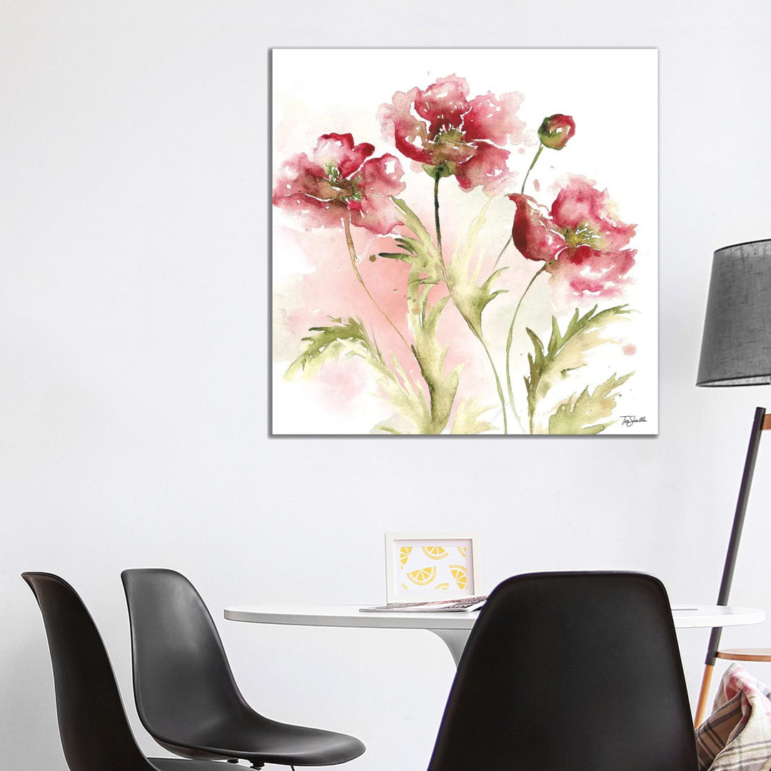 Blush Watercolour Poppy III - Painting on Canvas