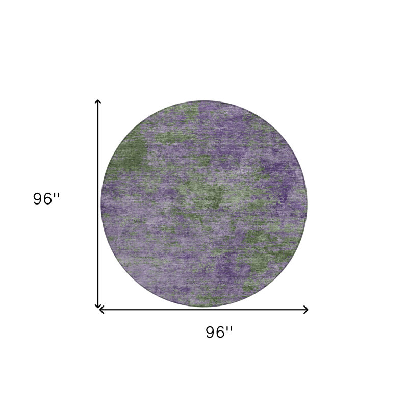 Tapis d'intérieur rond lavable abstrait mauve et vert 8 pi
