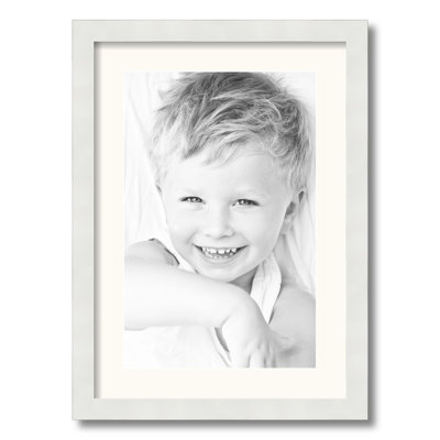 White Wood Matte Picture Frame with Mat