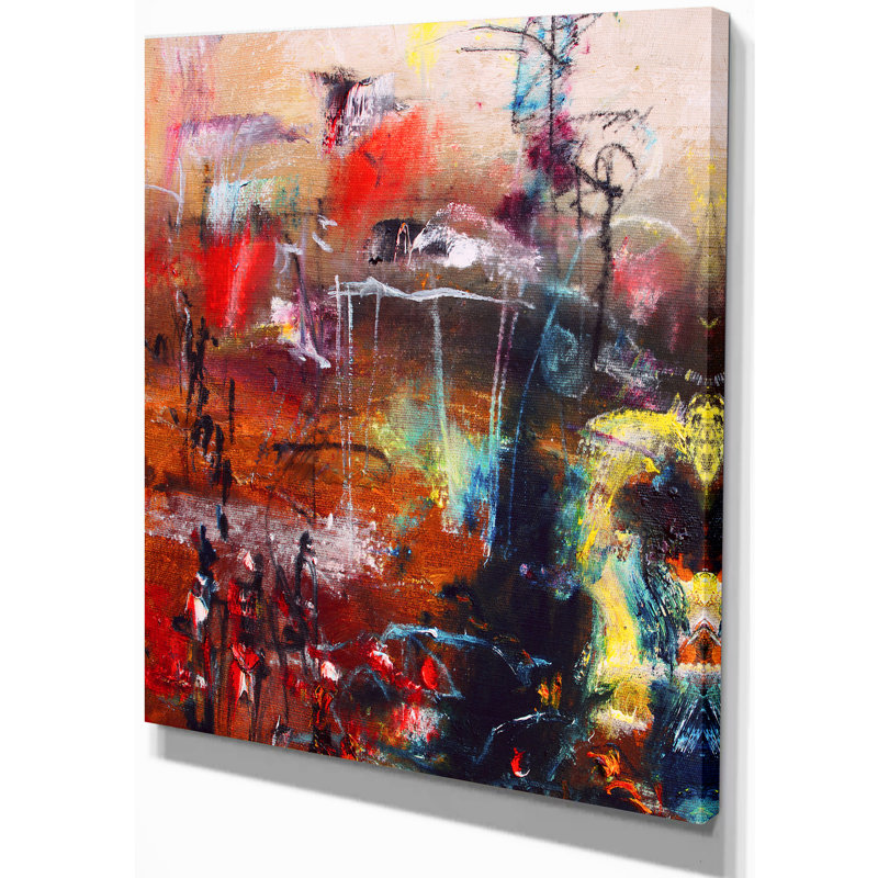 « abstract », reproduction de peinture à l’huile sur toile tendue, H 20 po x l 12 po x P 1po