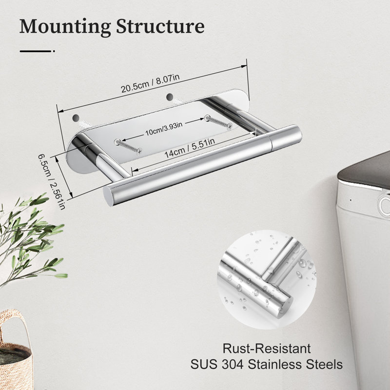 Wall Mounted Toilet Paper Holder, Polished Chrome