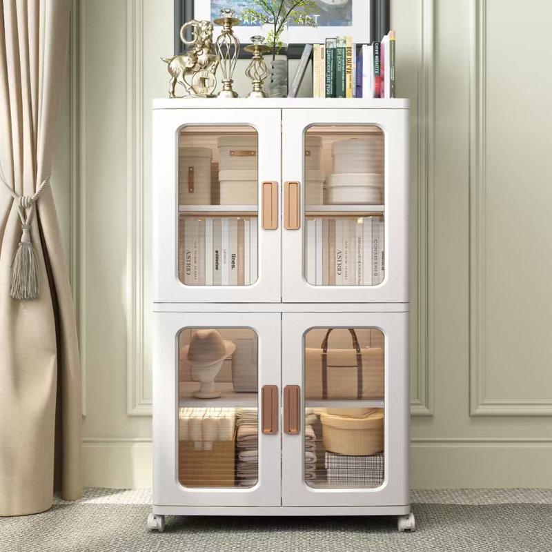 Armoire de rangement en plastique 22,3 pouces à 2 couches avec cloisons, H 40,9 po x l 20,9 po x P 14,2 po, Blanc