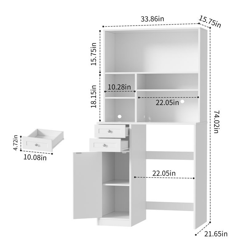 Mini armoire frigorifique avec rangement, armoire bar avec mini espace réfrigérateur et prise de courant, armoire micro-ondes avec rangement, station de breuvage pour la cuisine, la salle à manger, le salon, blanc