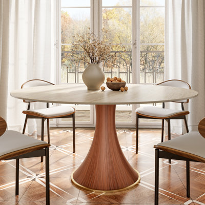 Travertine Texture Stone Dining Table