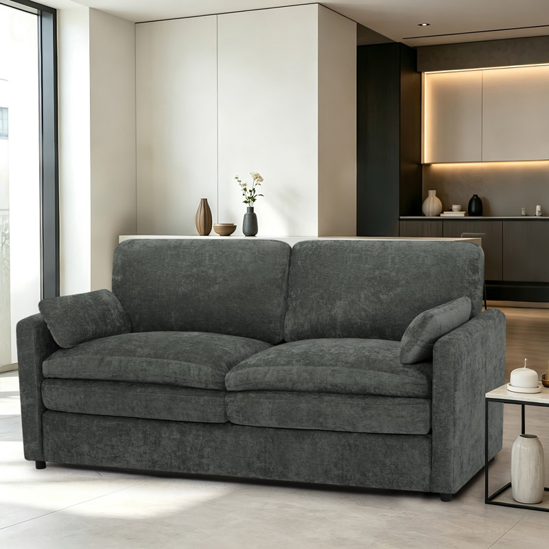 2 Seater Chenille Sofa, Black