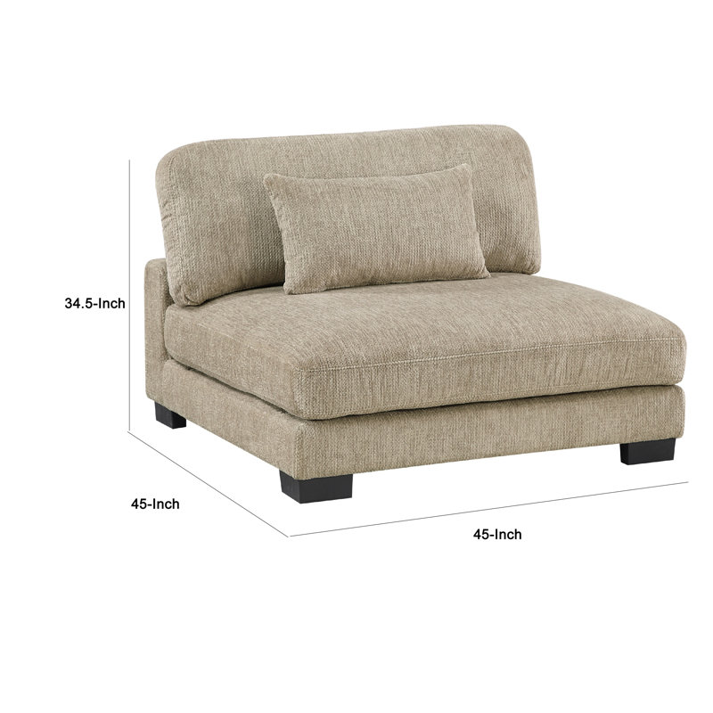 Chaise sans accoudoirs modulaire Liny, 1 coussin, microfibre, noir, Brun