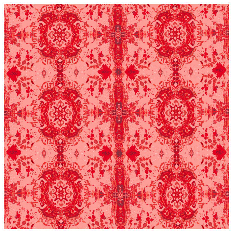 Rideaux de douche rouges très longs Mandala, L 70 po x H 72 po