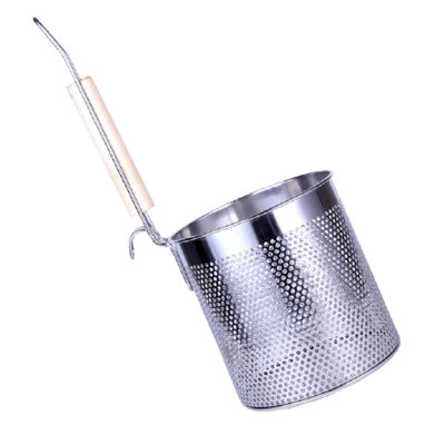 5" x 5 1/4" Stainless Steel Pasta Strainer/Blanching Basket with Wood Handle