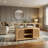 Natural Bamboo Storage Cabinet, [Width] Wide 2-Door Sideboard with Combination Open and Closed Shelving