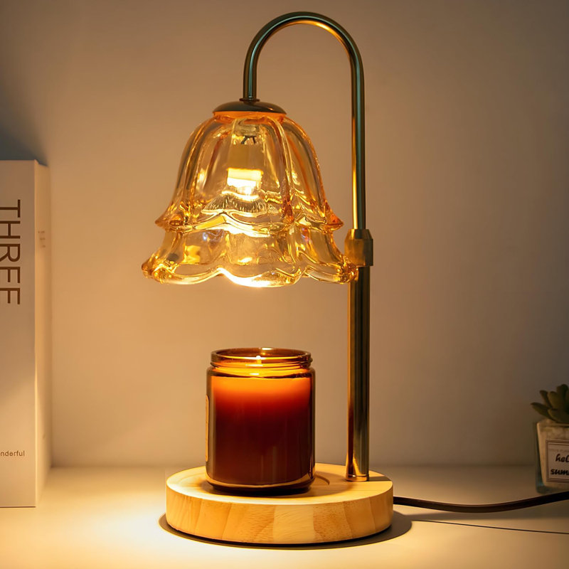 Bougie chauffe-bougie avec minuterie - Chauffe-cire à intensité variable, 3 modes d'éclairage et arrêt automatique, finition dorée pour la maison, le bureau, le spa, la veilleuse