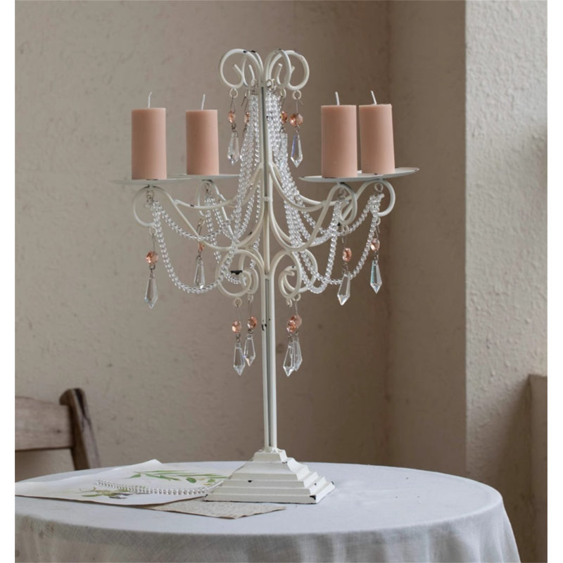 Chandelier de table en métal 19,29 po de hauteur, Blanc