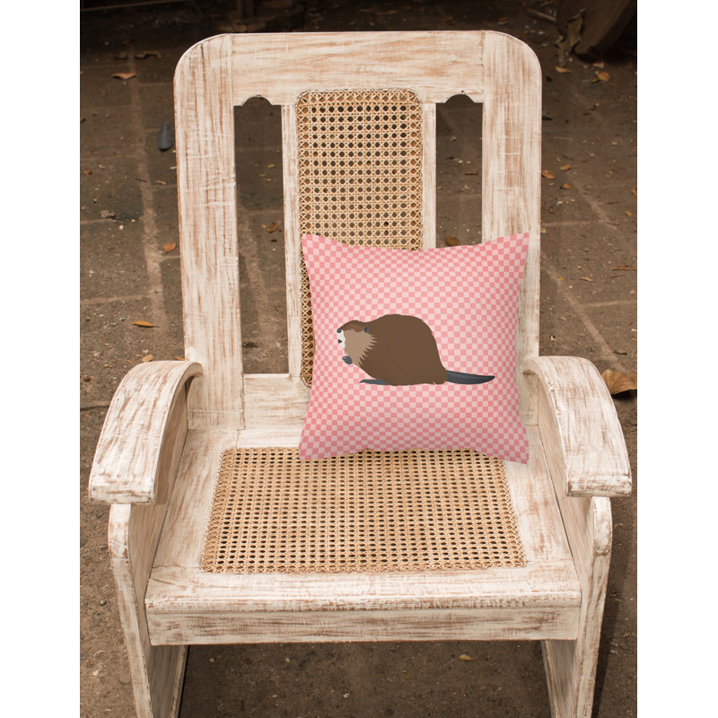 Coussin décoratif extérieur beaver check, 18 po x 18 po, Rose