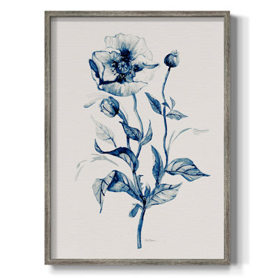 Indigo Wild Roses II Framed Print - Solid Wood 50462
