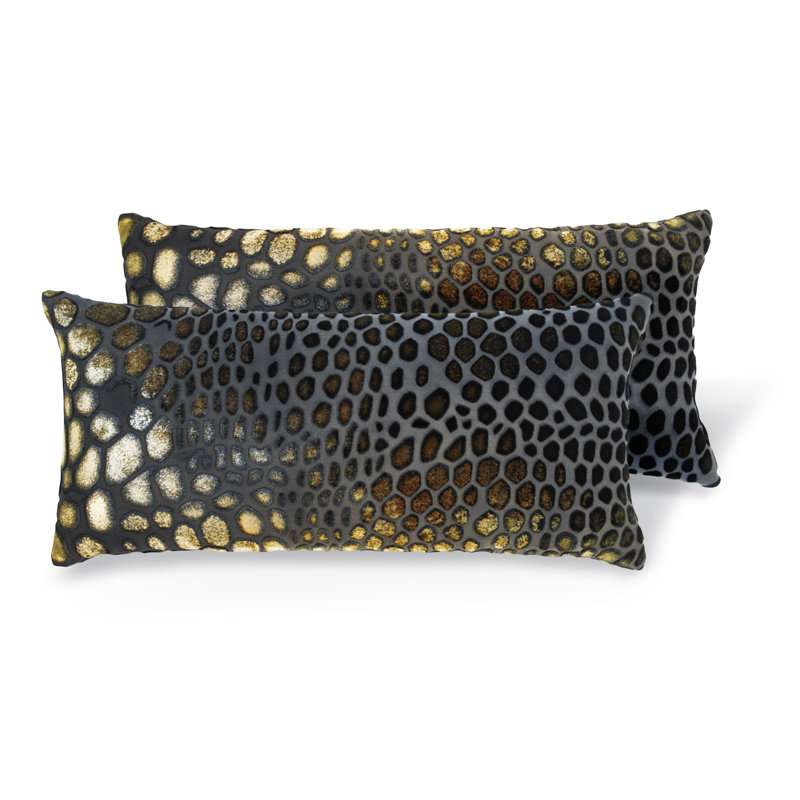 Snakeskin Rectangle Velvet Pillow Cover & Insert, Copper Ivy