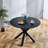 Round 42.1" Black Table With Top And Metal Legs, Suits Various Occasions 42.95 In. Wide Black Dining Table, Top, Strong Legs-1307447066