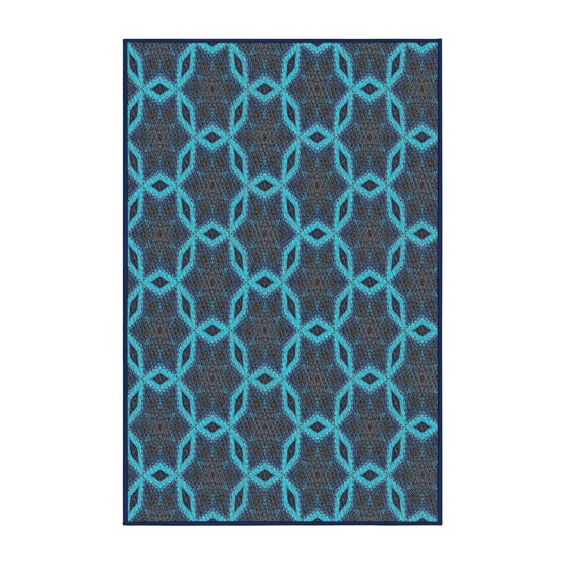 Tapis bleu ciel tissé à la machine, Rectangle 3 pi x 5 pi