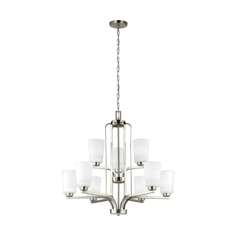 Franport Nine Light Chandelier from Generation Lighting , No, Brushed Nickel