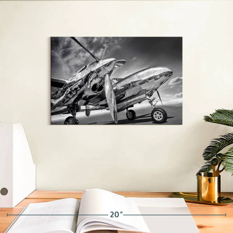 Mehar Monochrome Silver Plane, 8" H x 12" W