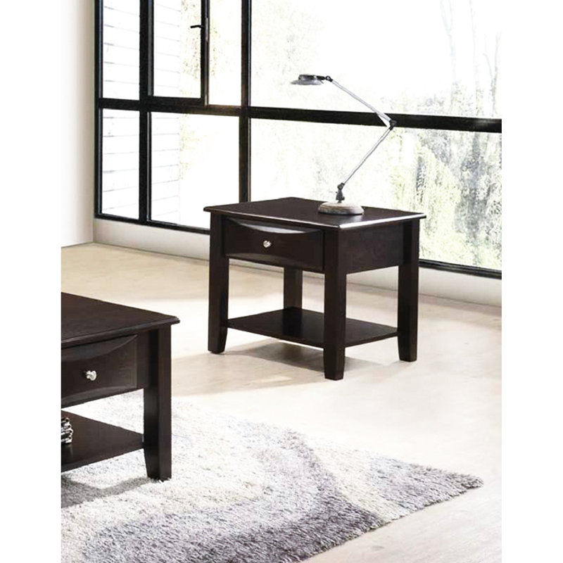 Table de bout rectangulaire brune avec tiroir et tablette pour un attrait visuel attrayant