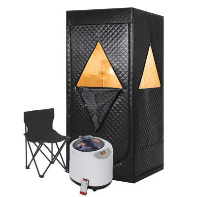 Portable Full Body Steam Sauna Tent with Smart Controller – 1400W 3L Steamer, 15 Heat Levels, 99-Min Timer, Collapsible Chair & Remote, Indoor Detox & Muscle Relief Spa Pod – US Plug, 80×80×180cm