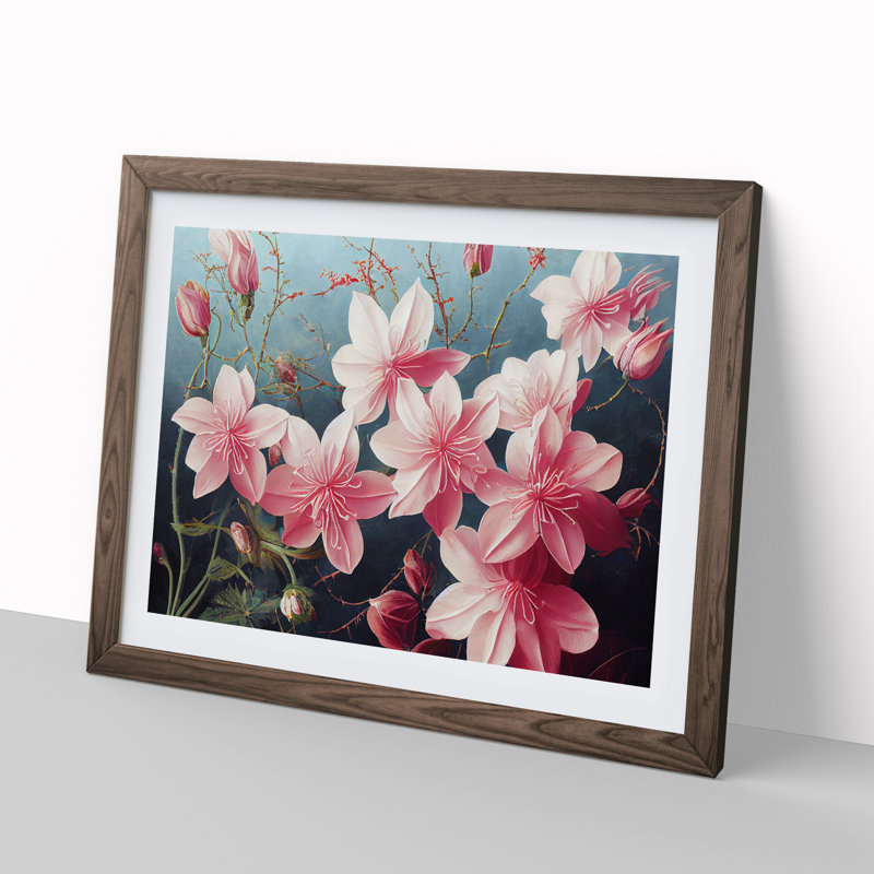 Desirable Flowers - Single Picture Frame Print, 46cm H x 64cm W x 2cm D, Walnut