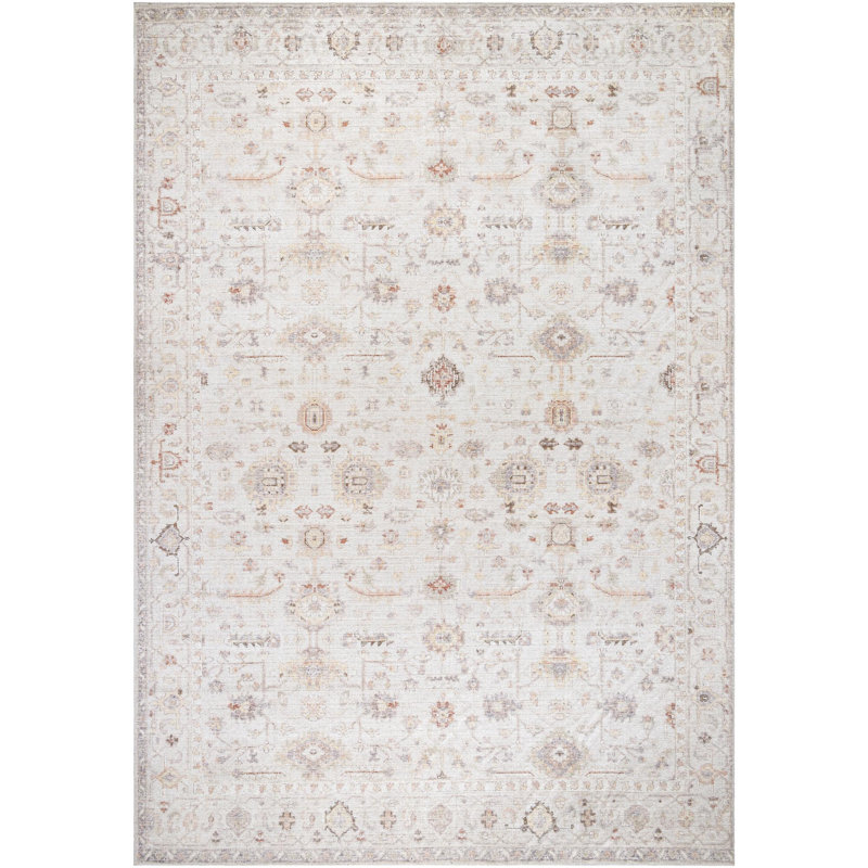 Our PNW Home x Livabliss Vintage Traditional Oriental Boho Ivory Rust Area Rug, Rectangle 9'11" x 14'