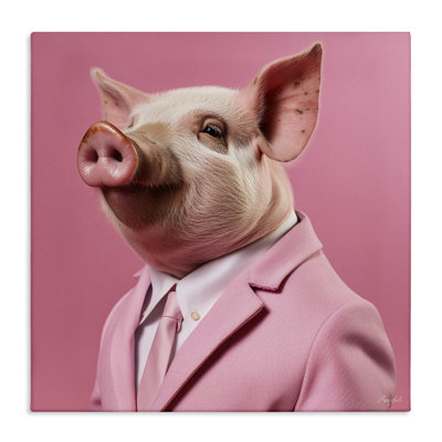 «Pink Pig Fashion» par Roozbeh, reproduction d'art sur toile tendue