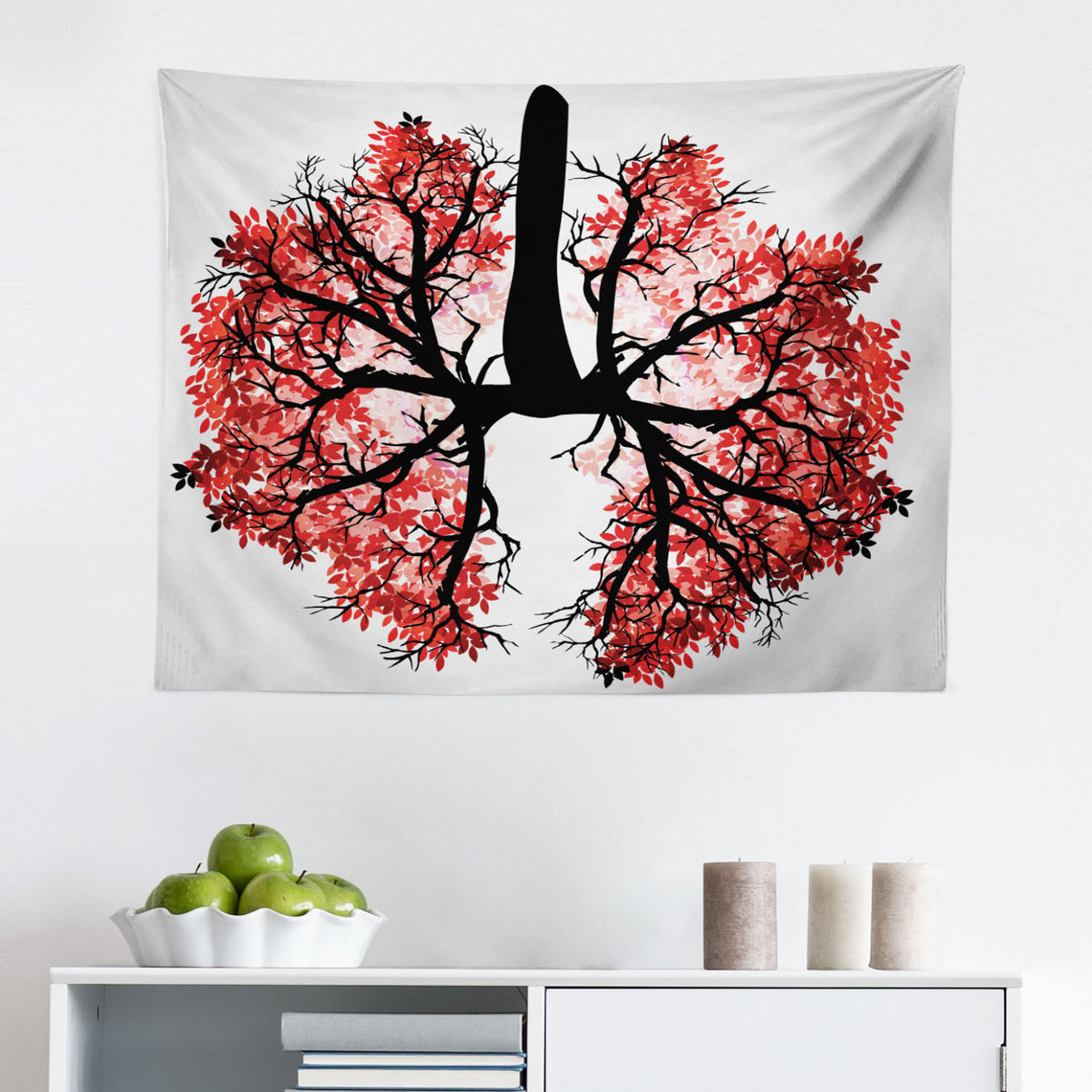 Wandbehang Eco Umwelt Thematisch Menschliche Lunge Geformt Floral Baum Gesunder Lebensstil Natur