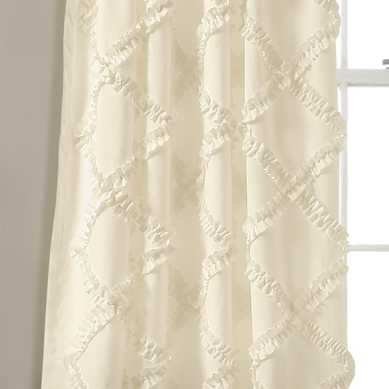 Semi Sheer Curtain Pair, Ivory, 137cm W x 213cm L