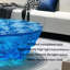 Table basse ovale simple et luxueuse bleu océan