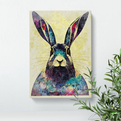 XC1022-1648X Colourful Watercolour Hare No.4 1 Piece Wrapped Canvas Wall Art