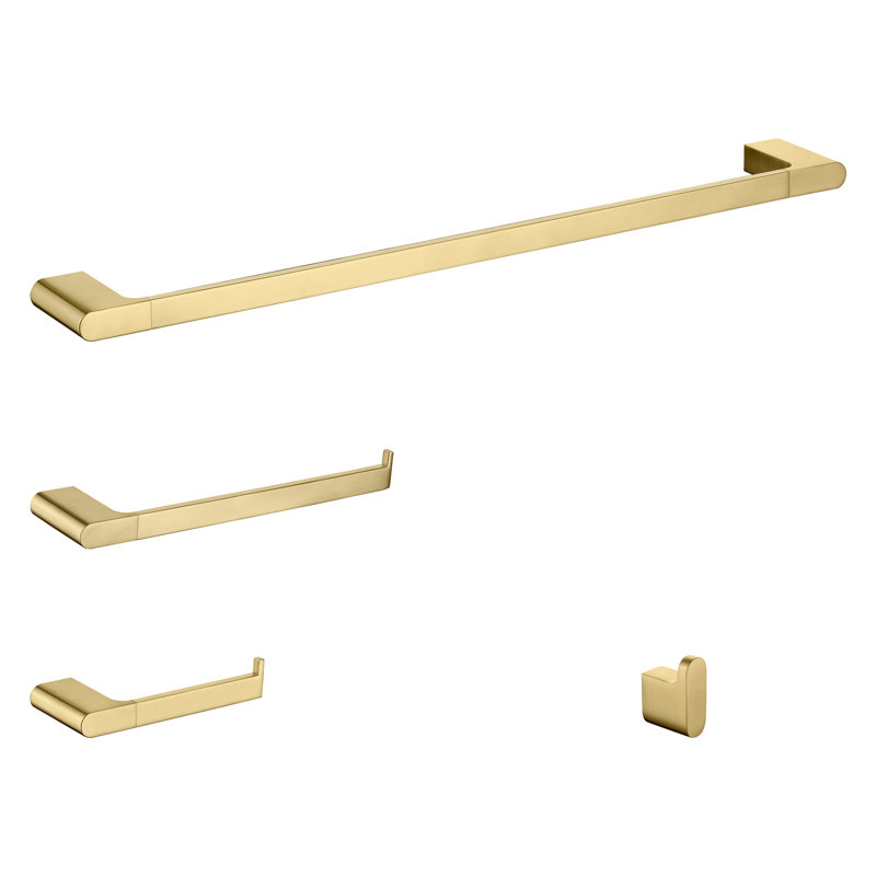 Luxurious 4-piece Brushed Gold Bathroom Hardware Set
