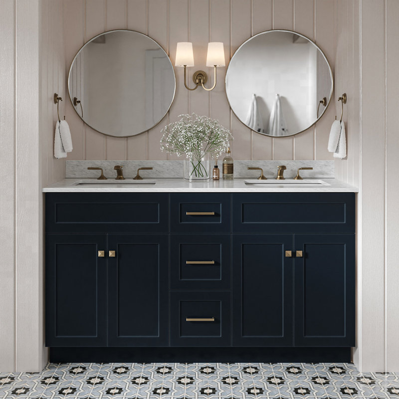 Partham 61" Double Bathroom Vanity Set, Midnight Blue