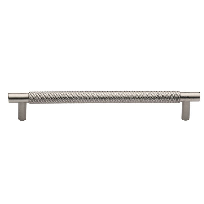 Bern Knurled Cabinet 6" Center to Center Bar Pull, 10", Satin Nickel