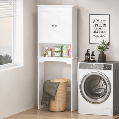 Meuble de rangement au-dessus des toilettes, tablette de salle de bain en bois blanc avec cloison amovible, panneau de rangement ajustable