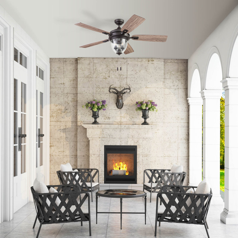 Glencrest 52" Bronze and Pine Ceiling Fan with LED Light