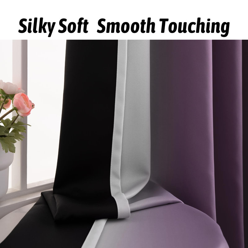 Ombre 100% Blackout Curtain-Room Darkening Rod Pocket Drapes for Bedroom & Living Room, 52" W x 63" L, Purple