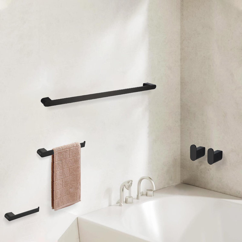 Ensemble de quincaillerie de salle de bain en acier inoxydable 5 pièces avec quincaillerie de fixation, Noir mat