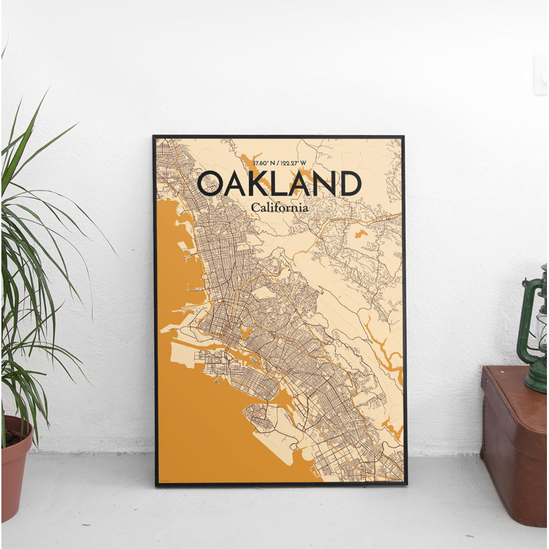 « oakland city map », reproduction d’impression sur affiche, H 17 po x l 11 po x P 0,05 po