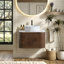 Meuble-lavabo mural de 61 cm (24 pouces) avec lavabo rond à rayures blanc Carrara et tiroir de rangement-837719042-837719046-837719069