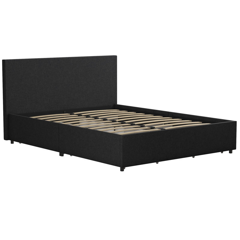 Upholstered Storage Bed, Dark Grey, Kingsize (5')