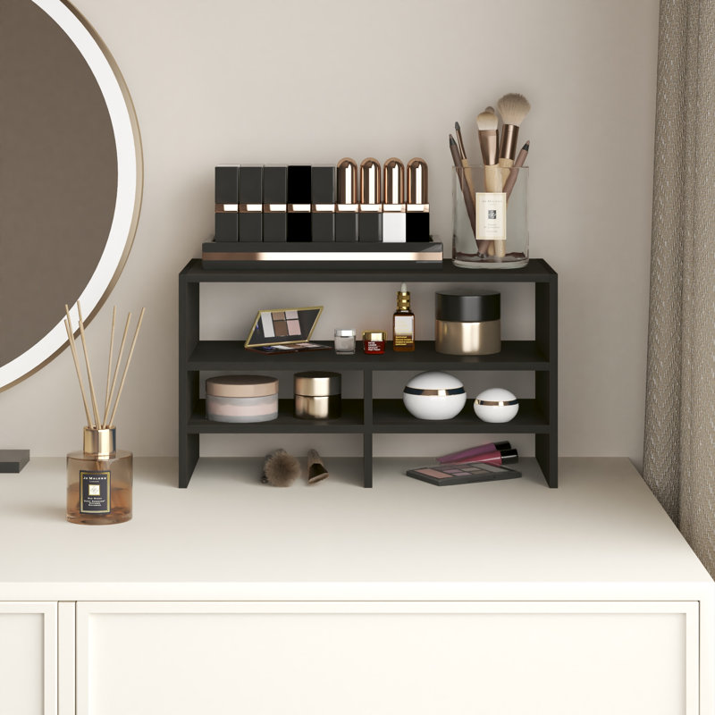 Étagère de bureau avec rangement ouvert, Espresso