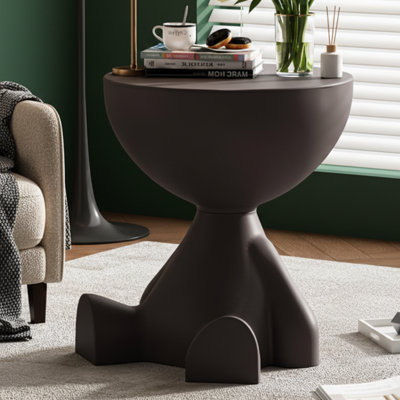 Table d'appoint ronde moderne H 16 po - l 11 po ultra-compacte - table de bout noire