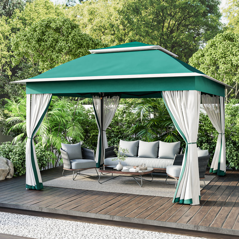 Pavillon de jardin portatif en métal de l 11 pi x P 11 pi, Vert menthe